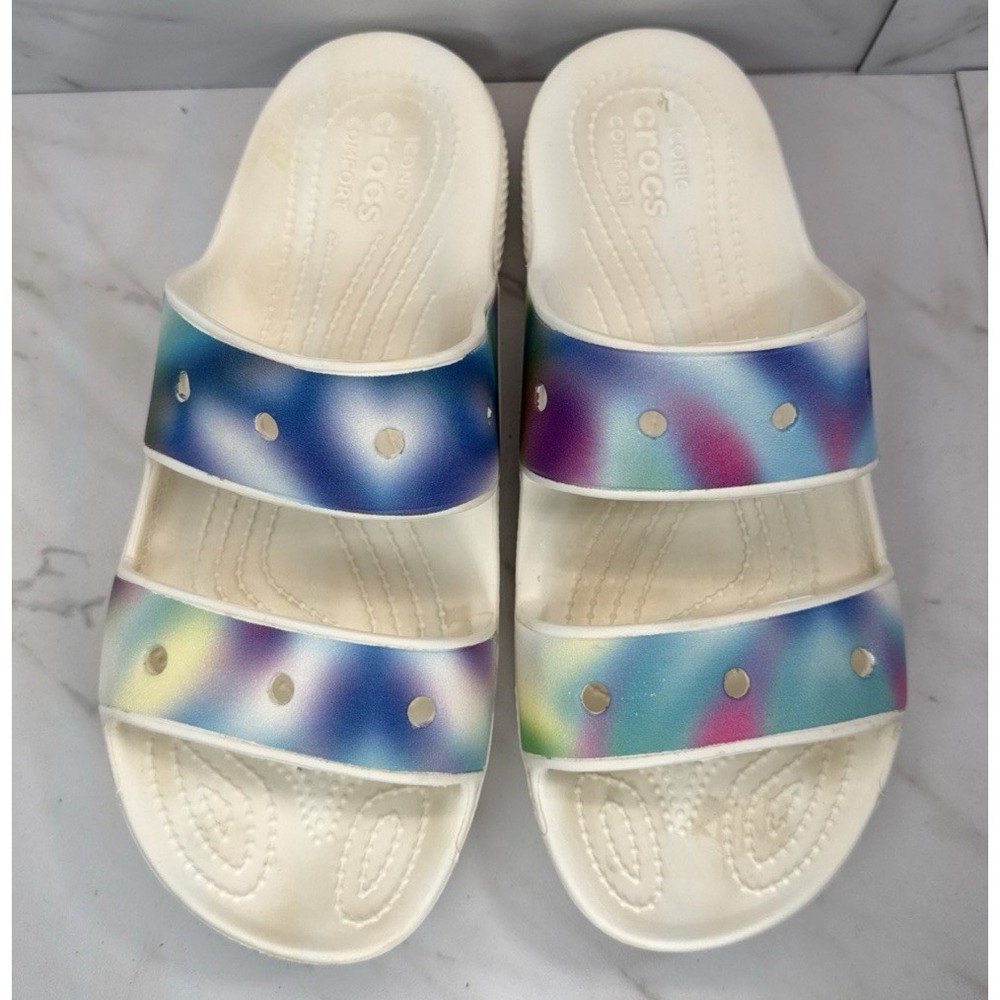 Crocs✨Tie Dye Two Straps Slide Sandals✨Mens Sz 8✨Womens Size 10